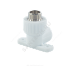 Угольник PP-R комбинированный белый Дн 20х3/4" НР с креплением VALFEX 10121120