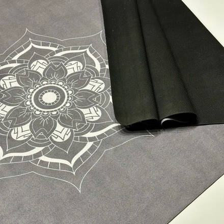 Тревел коврик для йоги Mandala Grey 185*68*0,1 см из микрофибры и каучука