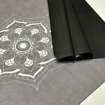 Тревел коврик для йоги Mandala Grey 185*68*0,1 см из микрофибры и каучука