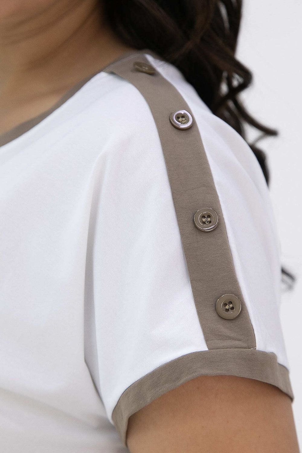 Блуза Валетта (бело-коричневая) Б13405-20М LT Collection