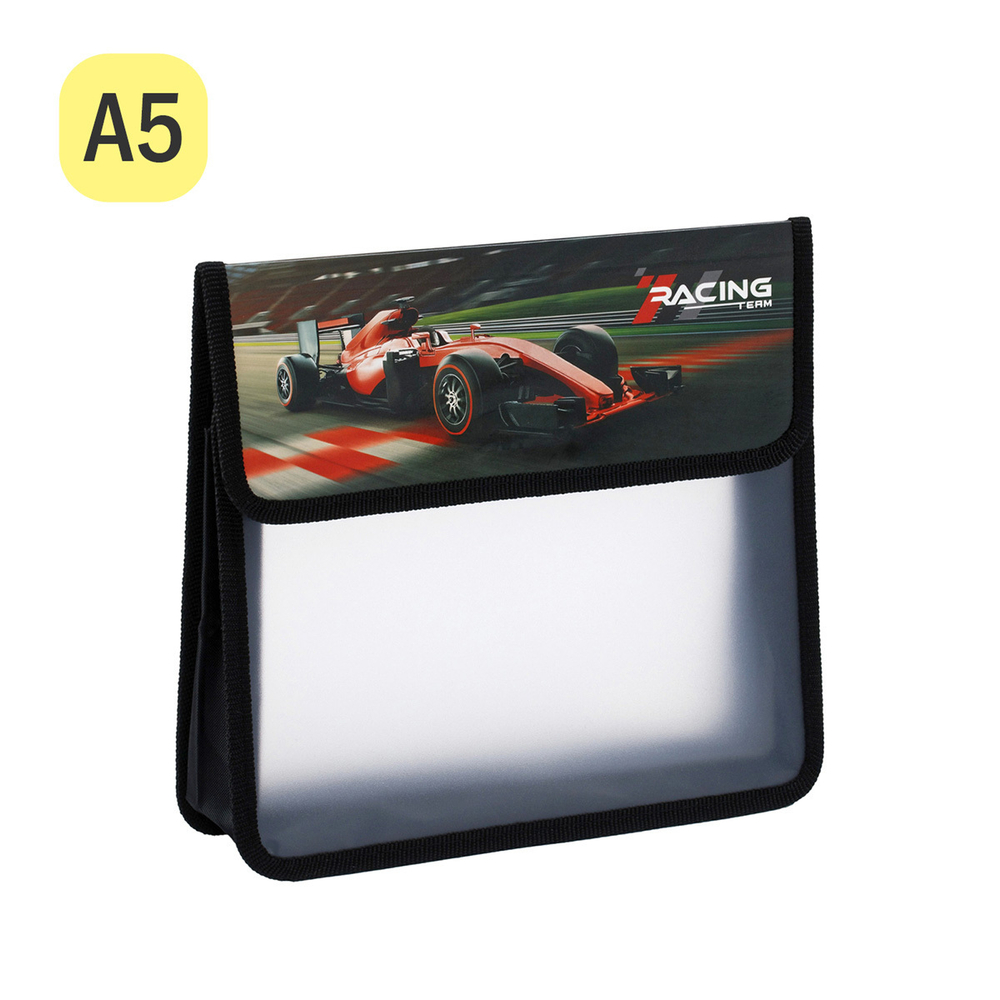 Папка для тетрадей 2 отделения, А5, ArtSpace "Racing Team", 230*215*40мм, пластик, на липучке И