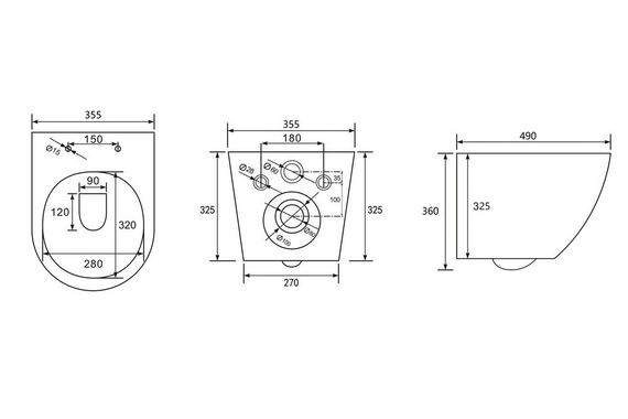 Комплект подвесной унитаз ABBER Bequem AC1100T белый с инсталляцией AC0105 и кнопкой AC0121MMG золото матовое