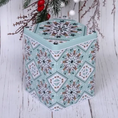 Банка жестяная «Снежинка» 1200мл 10,6*10,6*13,5см