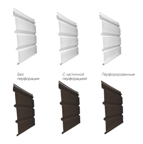 Виниловый софит Grand Line Классика белый гладкий/с частичной перфорацией/полностью перфорированный