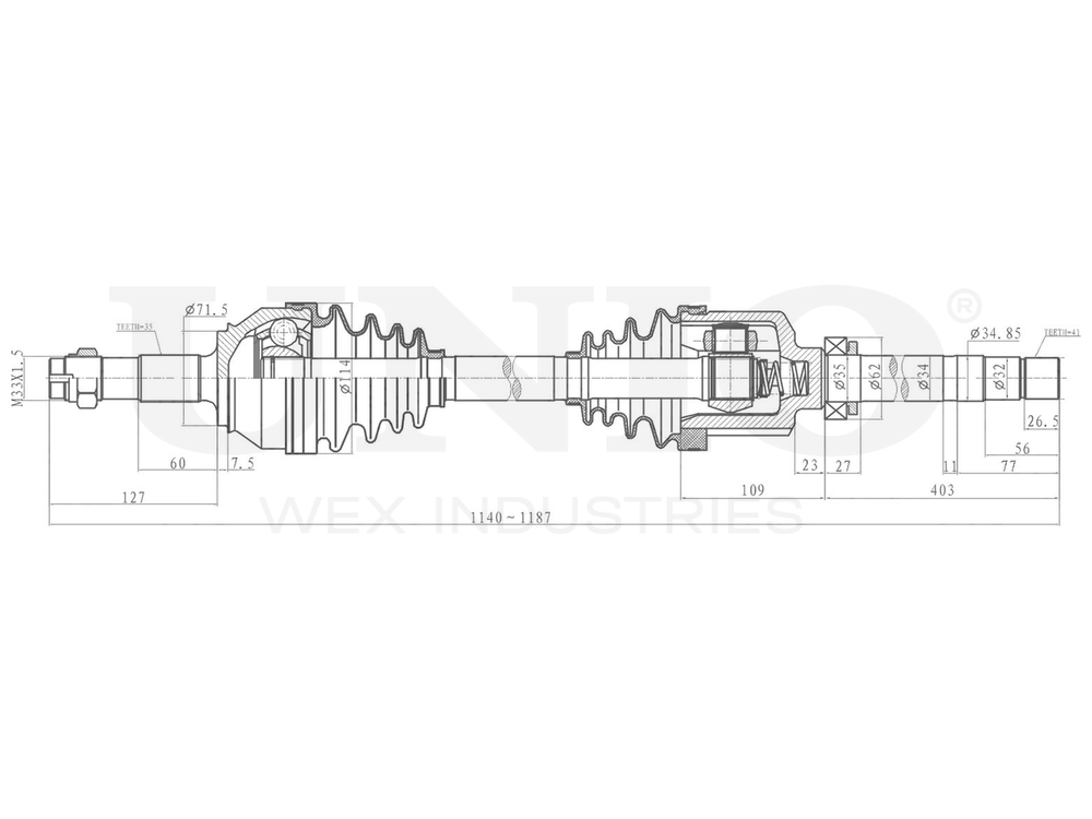 Привод в сборе передний правый UNIO CVJ-10105