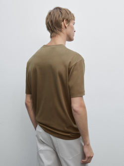 Massimo Dutti Хлопковая футболка-поло с короткими рукавами, масляно-зеленый
