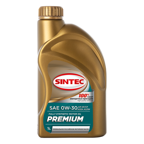 Моторное масло Sintec Premium 0W-30, SP/CF, A3/B4, синтетическое, 1 л