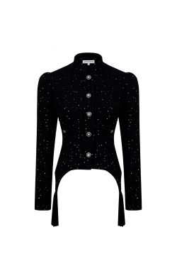 Жакет с кисточками из твида в пайетку