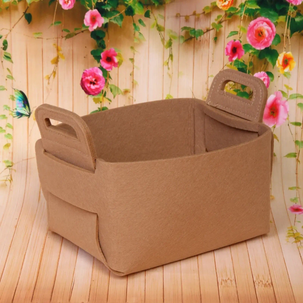 Корзина для хранения войлок 18*15*11 бежевая