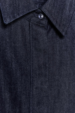 ZARA ДЖИНСОВАЯ РУБАШКА С БАСКОЙ — ZW COLLECTION, СИНИЙ