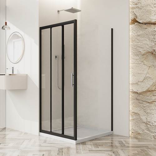 Душевой уголок BelBagno UNO-195-AHF-31 100x90 стекло прозрачное/профиль черный матовый