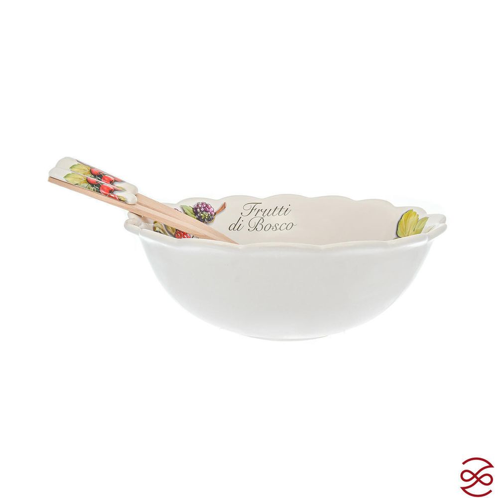 Cалатник круглый с деревянными ложками NUOVA CER Лесные ягоды 26 см