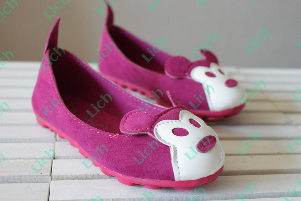 Балетки детские однотонные с аппликацией Микки Мауса