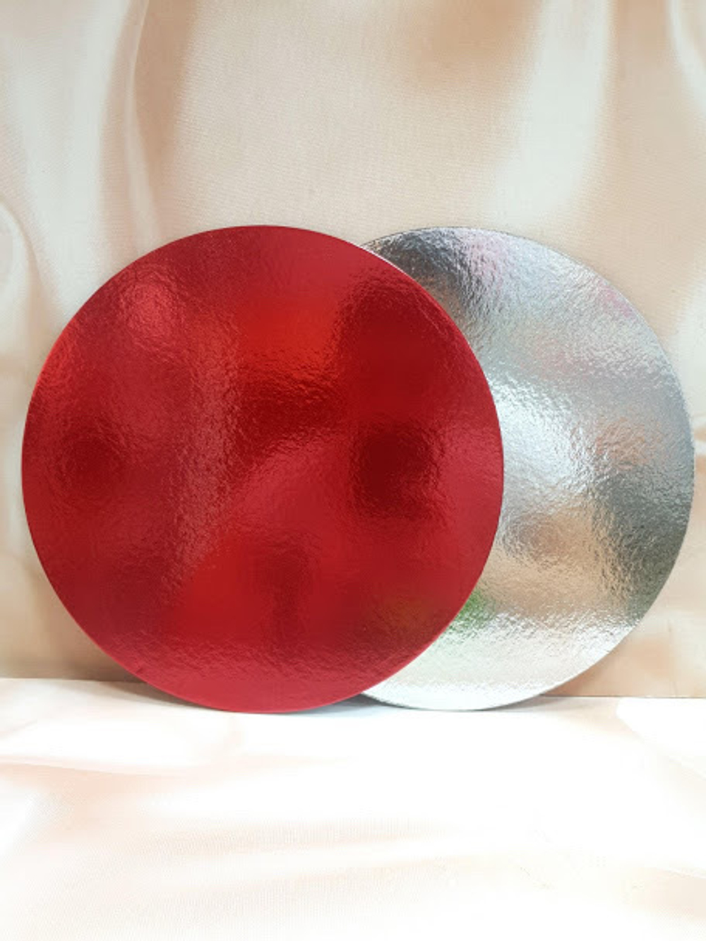 Подложка для торта круглая (cherry, серебро) d 22 см толщ. 2,5 мм