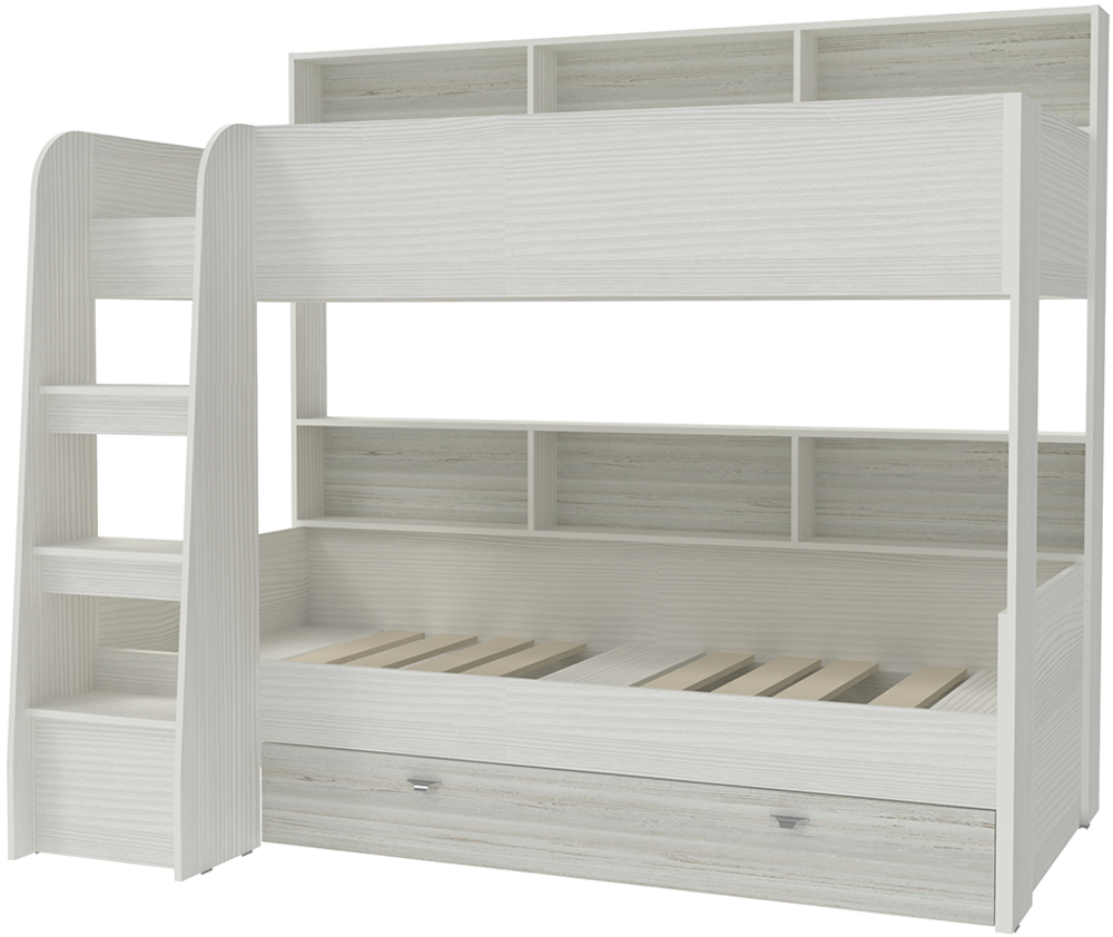 Двухъярусная кровать КарИВи Голден Кидс 1 Белое Дерево Винтерберг