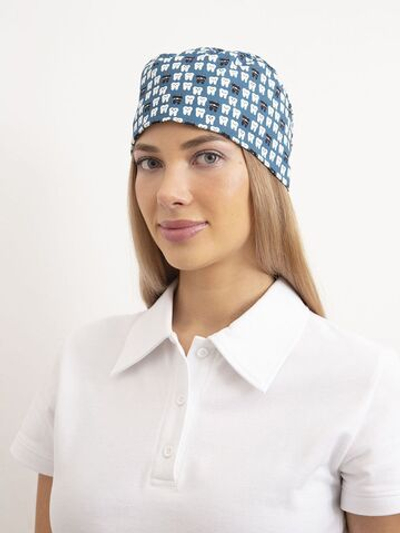 Шапочка медицинская, принт "Зубы", синяя