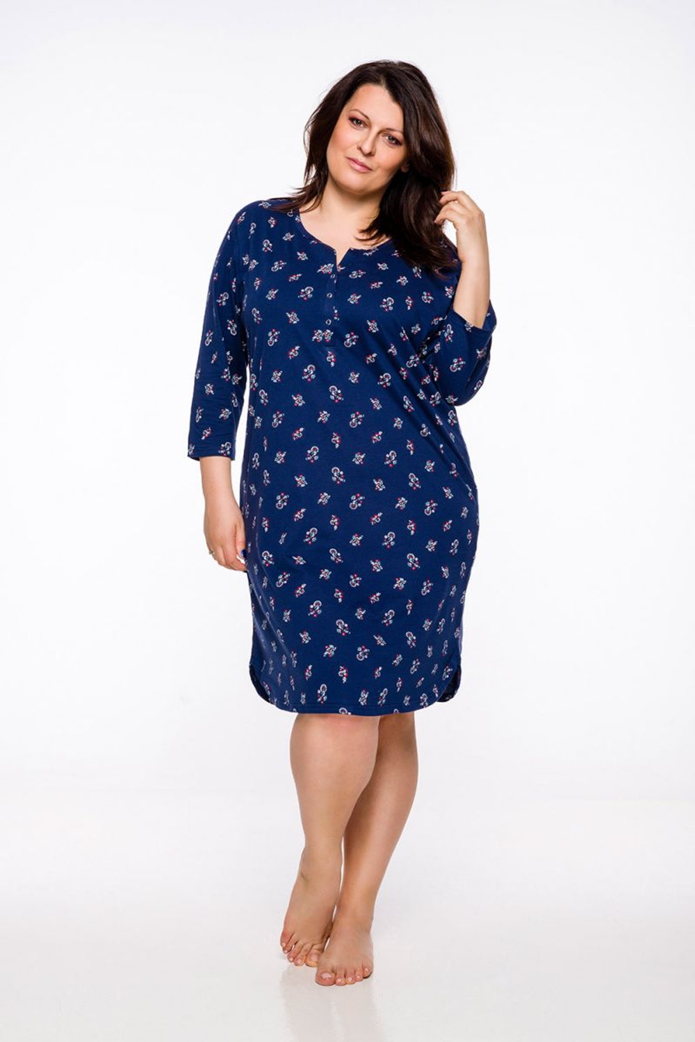 Хлопковая коротенькая сорочка Eni с забавным принтом (Размер: XXXL) (Цвет: серый)