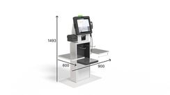 POScenter SCO-K170 Mod_V2 (17”, J4125, 8Gb, SSD128Gb, 2D сканер, Светофор, З цвета, полка для ПИН-пад, полка для ККТ, стойка модульная для покупок, 3 полки, держатель пакетов)