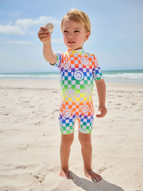 Костюм плавательный слитный для мальчика Next E91-830, Белый, Оранжевый, Синий