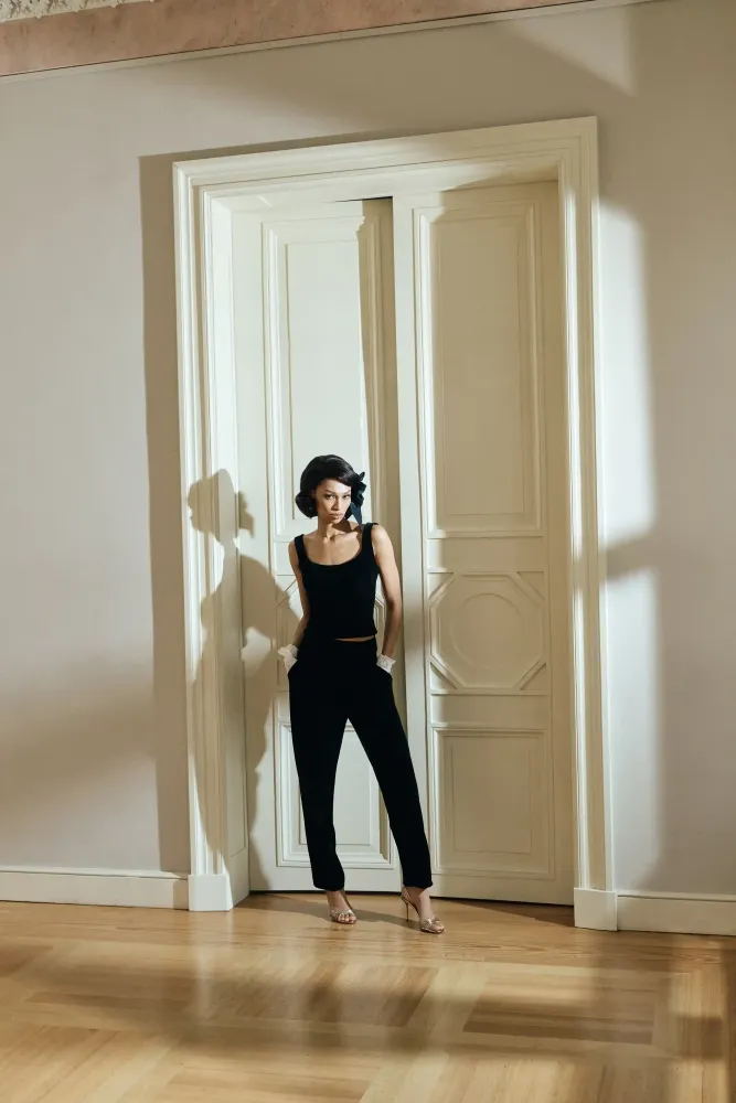 Lee top, топ корсетный из черного бархата