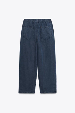 ZARA БРЮКИ-ДЖОГГЕРЫ С ОТДЕЛКОЙ ШВАМИ, СИНИЙ