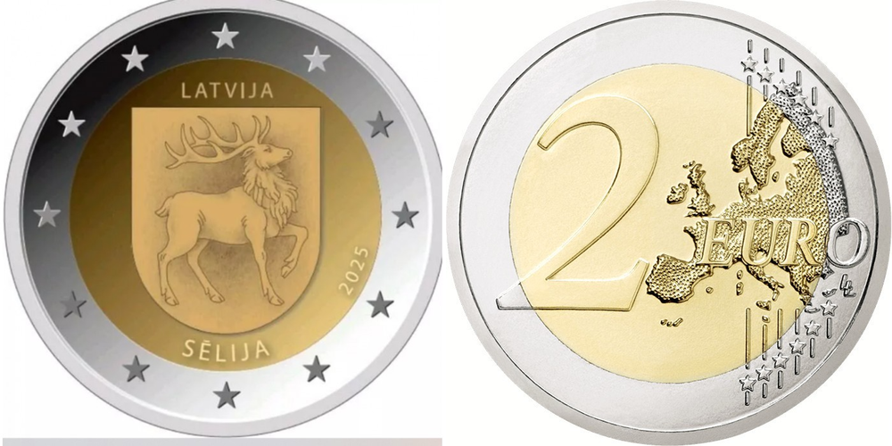 Латвия 2 евро, 2025 Исторические области Латвии - Селия