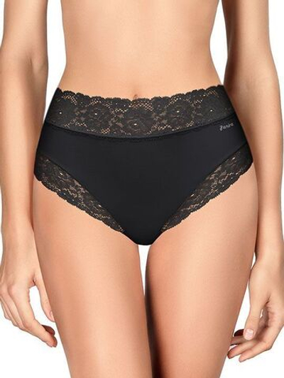 Высокие трусики-слипы с широкой кружевной оторочкой Dolce Micro (Размер: XL) (Цвет: черный)
