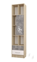 Пенал Лофт Детская Колибри (дуб сонома/ателье светлое;акрил белый)