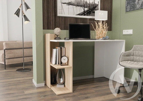 Стол компьютерный №10 (УПКФ) (Дуб сонома/Белый ФВ)