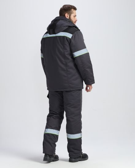 Костюм зимний "Ховард" полукомбинезон (т.серый/черный/лимон)