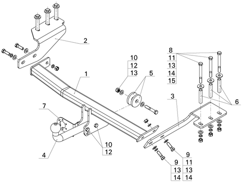 Фаркоп для Haval H6 2015-2020, Haval M6 2023- Тип шара: A. Нагрузки: 1250/75 кг, HV 01