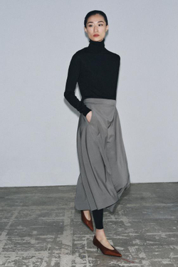 ZARA ЮБКА АСИММЕТРИЧНОГО КРОЯ ИЗ ШЕРСТИ — W COLLECTION, СЕРЫЙ