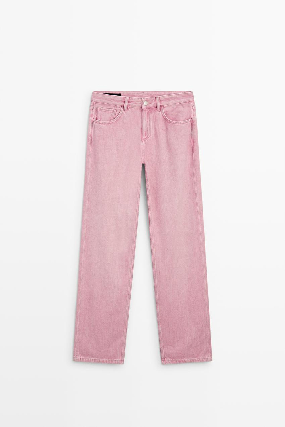 Massimo Dutti Джинсы прямого кроя с низкой посадкой, розовый