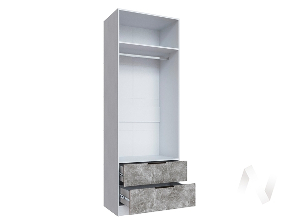 Шкаф Мадрид 0;8 с 2 ящ. с зеркалом (белый/ателье светлое)