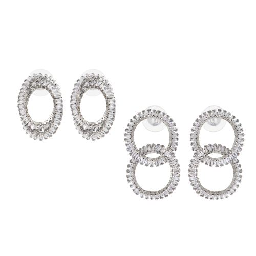 Серьги, медь, цирконий, 2 дизайна, БЖ25-4
