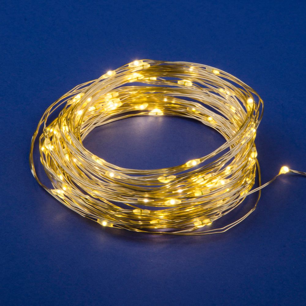 ULD-S1000-100/SCB/3AA WARM WHITE IP20 DEW Гирлянда светодиодная на батарейках 3AA (не в/к), «Роса», 10м. 100 светодиодов. Теплый белый свет. Провод ме