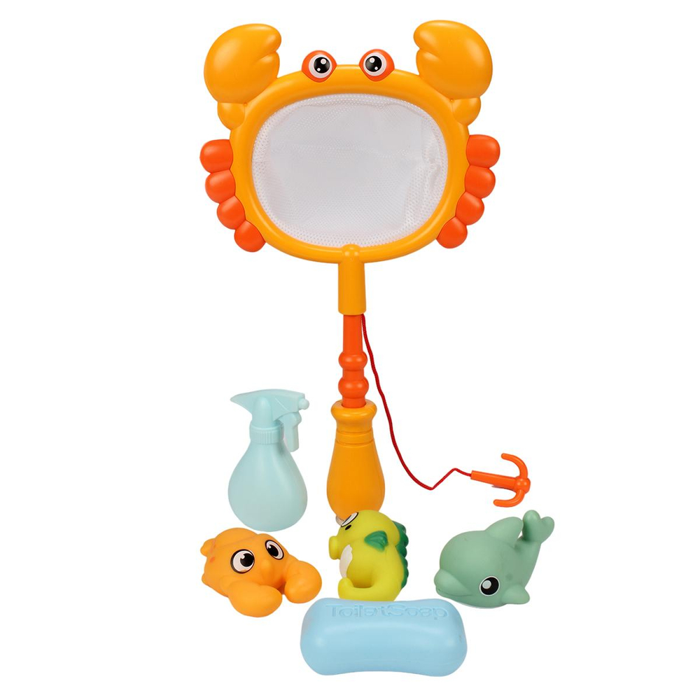 Набор игрушек для купания 7шт. сачок, рыбки, аксесс. пакет 368-7A