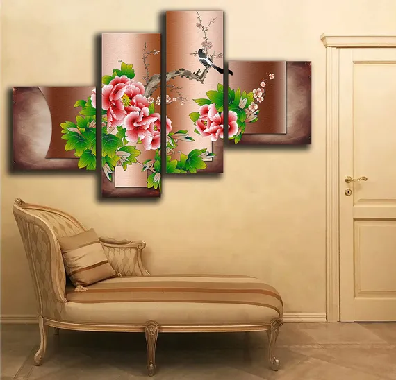 Модульная картина "Птица на ветке"