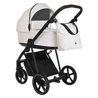 Roan Коляска 2 в 1 Sol Leather White Black Тем.коричневый