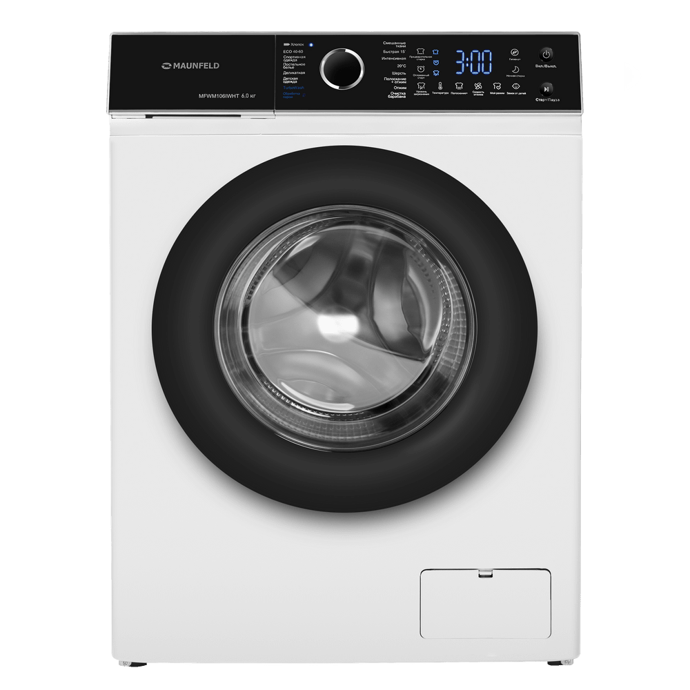 Стиральная машина c инвертором и паром  MAUNFELD MFWM106IWHT 6 кг.