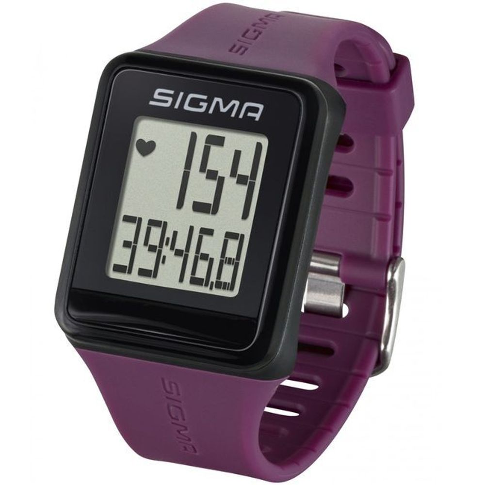 Пульсометр iD.GO фитнес часы с нагрудным сердечным датчиком, 4 функций, фиолетовые SIGMA