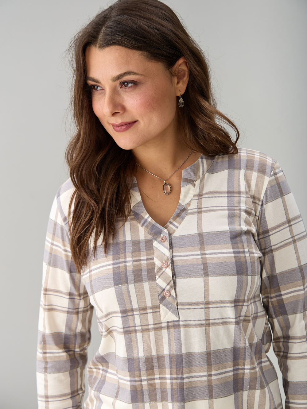 Блузка БЛ-22/клеткабеж-серебро