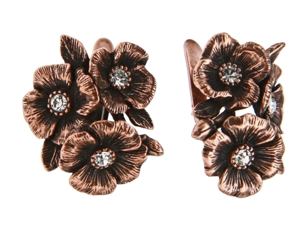 "Амигона" серьги в медном покрытии из коллекции "Пальмира" от Jenavi с английским замком