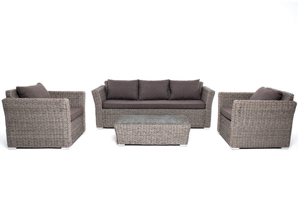 "Капучино" лаунж-зона из искусственного ротанга (гиацинт), цвет серый