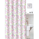 Штора для ванной комнаты полиэстер эконом 180*200 с кольцами Розовые цветы YQL-733