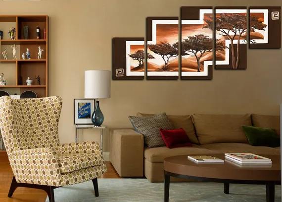 Модульная картина "Деревья в горах"