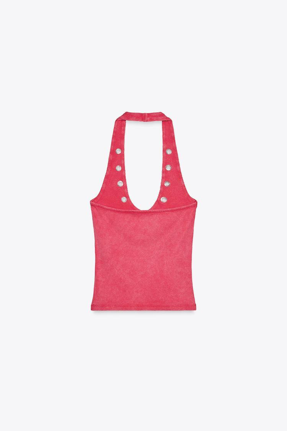 ZARA ТОП С ГОРЛОВИНОЙ ХАЛТЕР И КОЛЬЦАМИ, КРАСНЫЙ