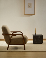 Кресло Sylo из серо-коричневого шенилла и ясеня с отделкой цвета орех