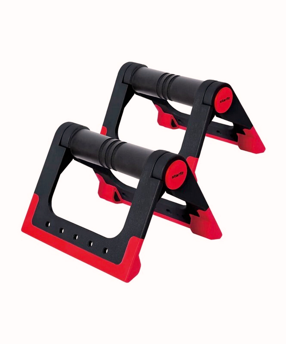 Упоры для отжиманий STARFIT BA-304, cкладные, черный/красный