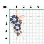 Подвеска «Синие цветы» из красного золота с фианитами